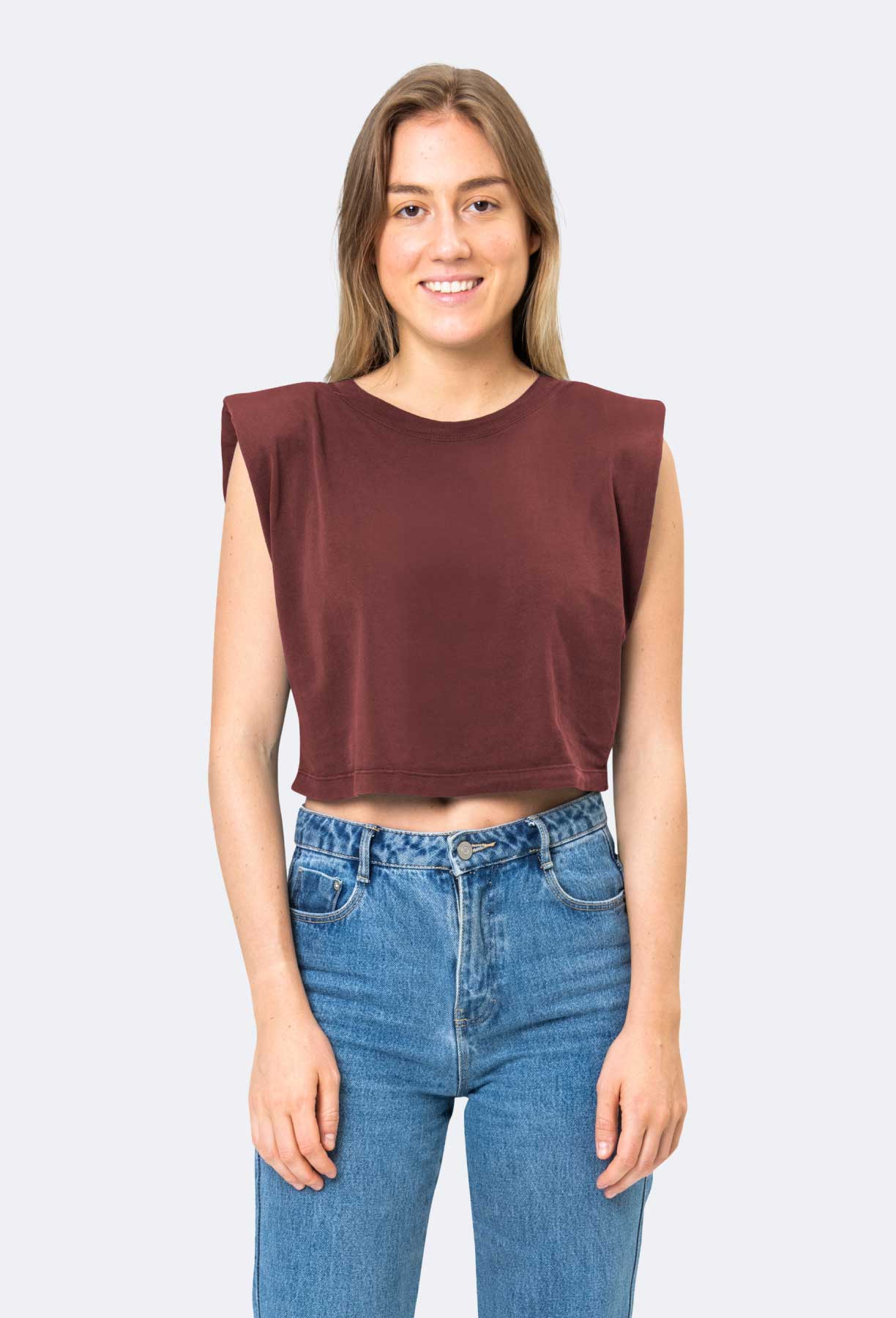 Basic Rayon Denim Cropped Tank Top